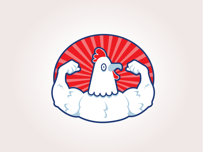 Power Chicken chicken power muscle cluck logo roundel flex arms hen rooster