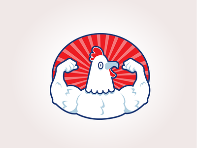 Power Chicken arms chicken cluck flex hen logo muscle power rooster roundel