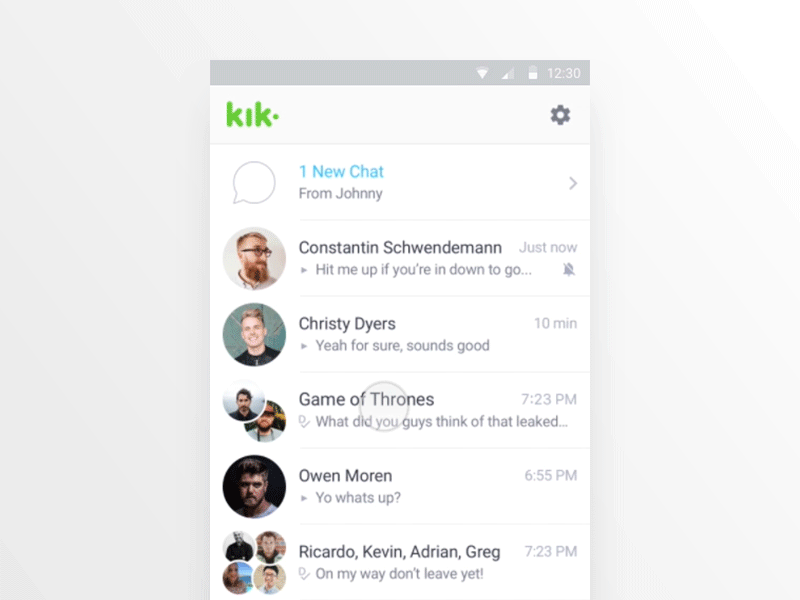 Pull to Search & Quick Chats by Jake Asiddao for Kik Messenger on Dribbble