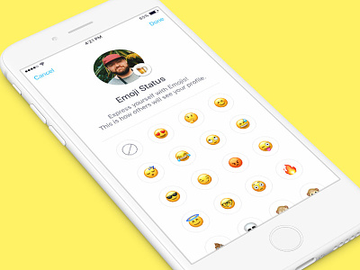 Emoji Status - Emoji Picker 😄 emoji picker emoji status ios kik kik messenger mobile profile status set status ui