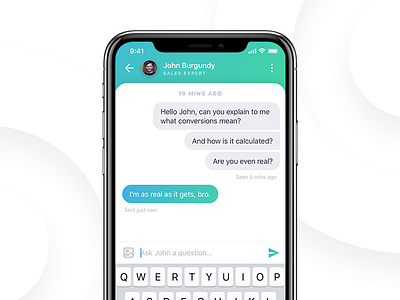 Sales Expert Chat 💬 chat ui chat ux iphone x iphone x chat iphone x ui messaging mobile chat mobile ui support support chat