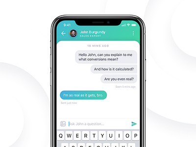 Sales Expert Chat 💬 chat ui chat ux iphone x iphone x chat iphone x ui messaging mobile chat mobile ui support support chat