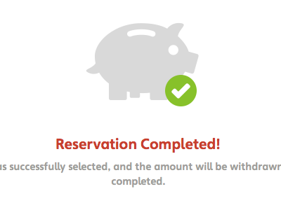 Reservation screen check credit card done money payment pig reservation sucessful