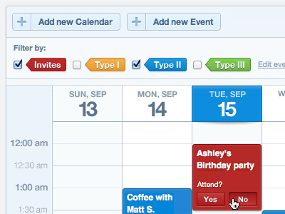 Calendar Application calendar event no tags to do toggle tudu yes