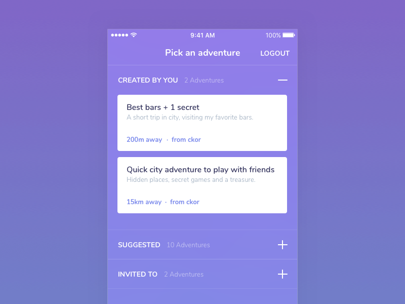 Ar Adventures – Listing sections listing tableview table view ios augmented reality ar app