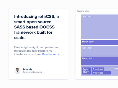 iotaCSS — Medium.com visuals 2/3 article articles blog blog post clean grid landing page minimal post purple website