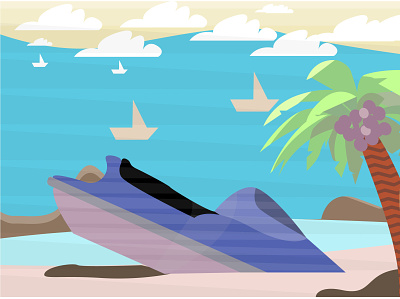 Summer Beach animation concept design flat design illustration minimal