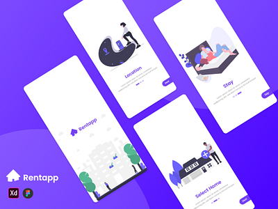 Rent App adobe xd app design illustration logo ui ux