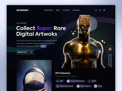 NFT Marketplace Website concept crypto design landing marketplace meterverse nft nftcollection ui web website