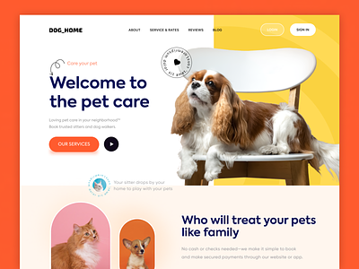 PetCare Landing Page cat design dog dogs home home page landing page pet pet health pet shop petcare petstore ui