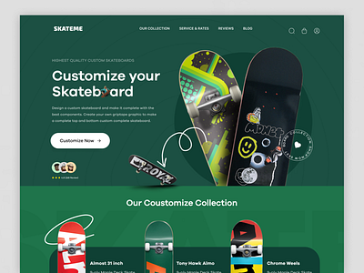 Customize Skateboard - Landing Page board collection concept customize design quality skate ui ux