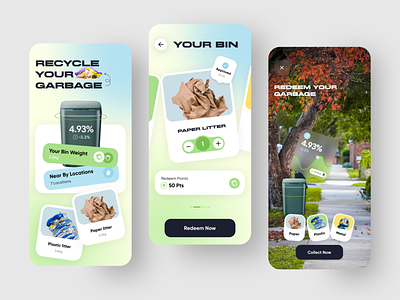 Recycling App for Garbage app clean concept creative popular shot figma grabage location minimal creative popular shot mobile recycle ui ux