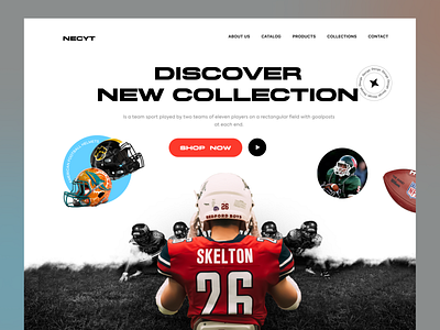 NECYT - American Football E-commerce Landing Page american american football best clean design e commerce figma football landing ui uiux web
