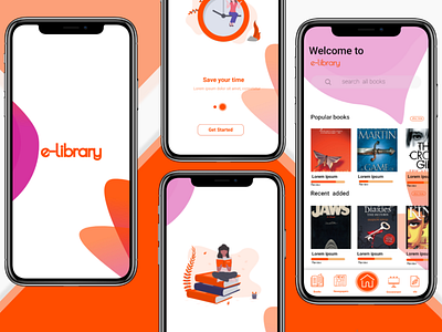 e-library-mobile-UI adobe xd app ui ux