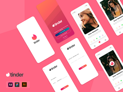 Tinder Redesign Challenge adobe xd app design illustration logo ui ux