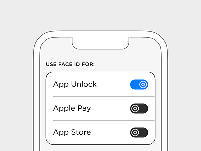 Daily UI #15 / On/Off Switch accent app apple application appstore choose dailyui dailyui15 faceid flat interface ios line mobile scheme screen select simple switch ui