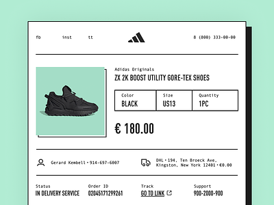 Daily UI #17 / Email Receipt adidas adress brutal challenge daily ui 17 email receipt dailyui dailyui16 delivery detail email figma info mail order receipt shoes sneakers trainers ui