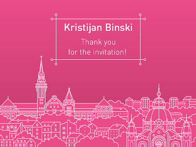 Thank you Kristijan Binski city debut dribbble first shot illustration invite line line art thanks