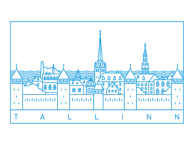 Tallinn architecture baltic building capital city estonia europe line art panorama simple tallinn thin