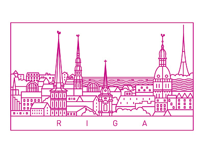 Riga architecture baltic building capital city europe latvia line art panorama riga simple thin