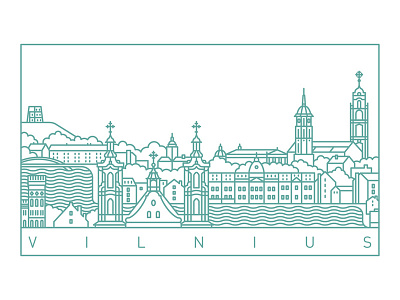 Vilnius architecture baltic building capital city europe line art litva panorama simple thin vilnius