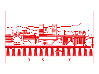 Oslo architecture art building city illustration landscape line norway oslo outline scandinavia stroke