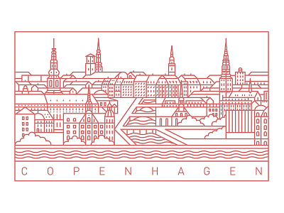 Copenhagen architecture building city copenhagen denmark europe illustration landscape line art outline scandinavia stroke