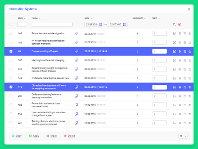 Information Systems checkbox clean group icons information interface minimal operations search table ui white