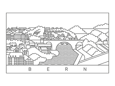 Bern architecture bern building city illustration landscape line art outline stroke switzerland