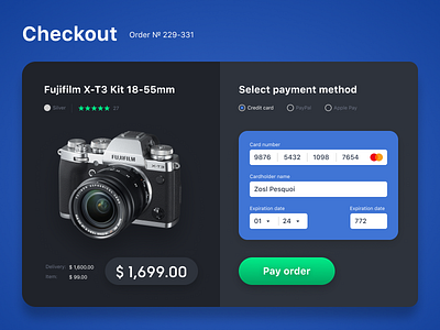 Daily UI #002 / Credit Card Checkout camera card checkout credit card dailyui dailyui 002 figma fujifilm interface method payment ui ui ux
