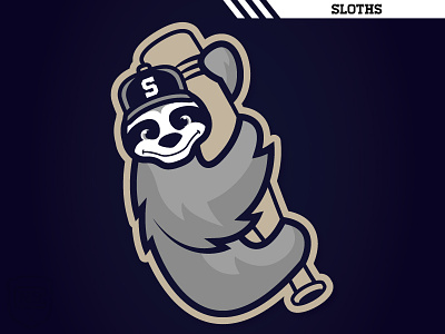 Sloth Doodle baseball logo sloth sports branding