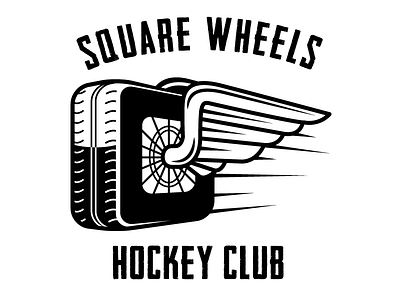 Square Wheels HC hockey logo rec league sports square wheels tires wings