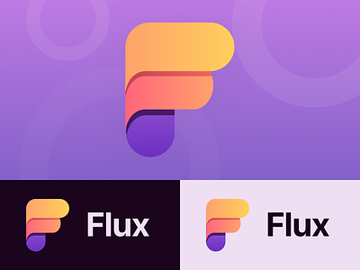 Flux branding f flux gradients graphic design logo logogram