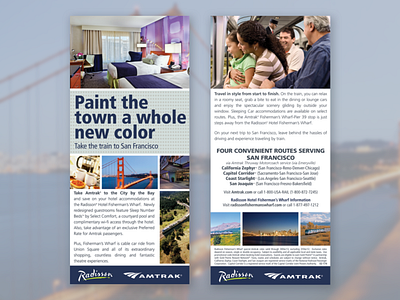 Amtrak + Radisson Hotel Partnership advertising amtrak graphic design marketing out of home point of purchase print design