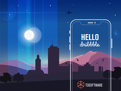 Hello Dribbble! app debut design flat illustration ui vector
