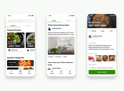 Recipe App app design cooking app design food green ios iphone app mobile app recipe recipe app ui ui design uiux