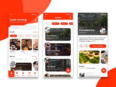Food App Project booking cuisine design filter food food app home page illustration interface ios iphone x mockup design recipe red and white restaraunt ui design ui ux