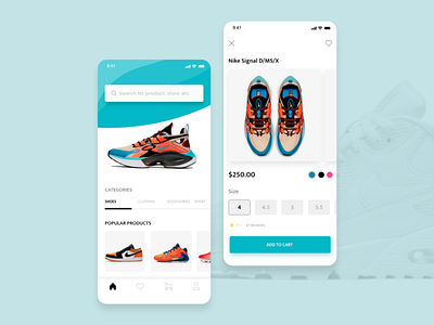 Shoe shop app concept