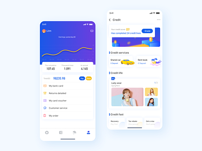 Financial APP pocket cat appdesign illustration ui designs 个人中心 金融应用