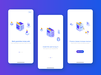 APP guide page design 2.5d illustration ui designs 金融