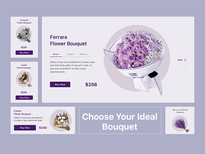 Product Details Page and Carts cart design flower shop ui web