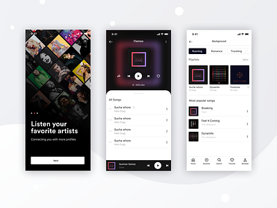 Music Application Design android app ios iphone x mobile mobile app mobile design music ui ux