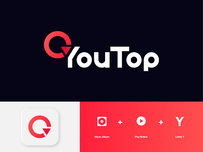 Logo Design YouTop Music app app branding design illustration logo ui vector