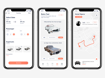 Retro Cars Taxi App app booking app iphone x mobile app mobile app design mobile design ui ux