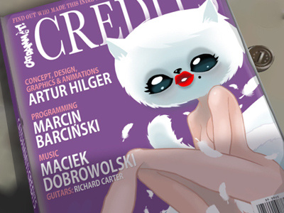 game credits, CATDAMMIT! cat catdammit cover credits fur game indie kiss magazine menu nude sexy white