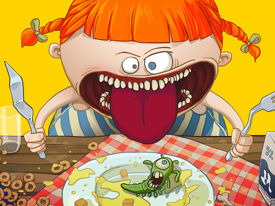 Crazy Girl animation cartoon crazy food girl slug table