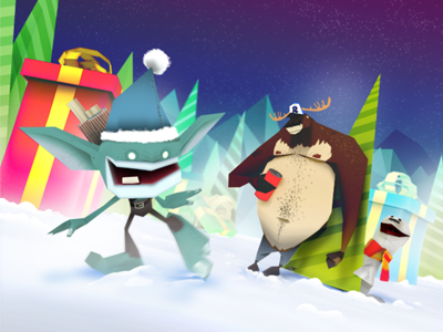 Low Poly Christmas bear characters christmas imp low poly seal