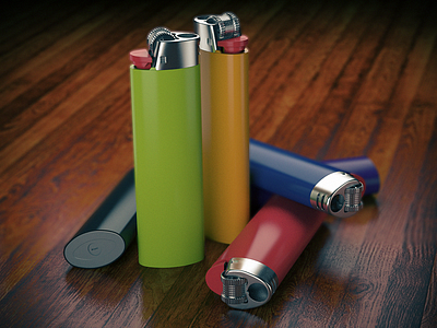 Lighters 3d bic colors lighter render vray wood