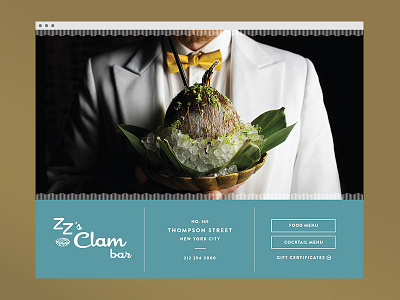 ZZ CLAM landing page logo pattern restaurant website