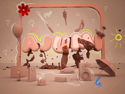 Ajumi 3d 3d animation 3d art animation art c4d chocolate cinema4d design dribbble illustrate illustration illustrator logo typography vector vray